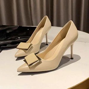 New spring pointed female fine heel deduction temperament single shoes